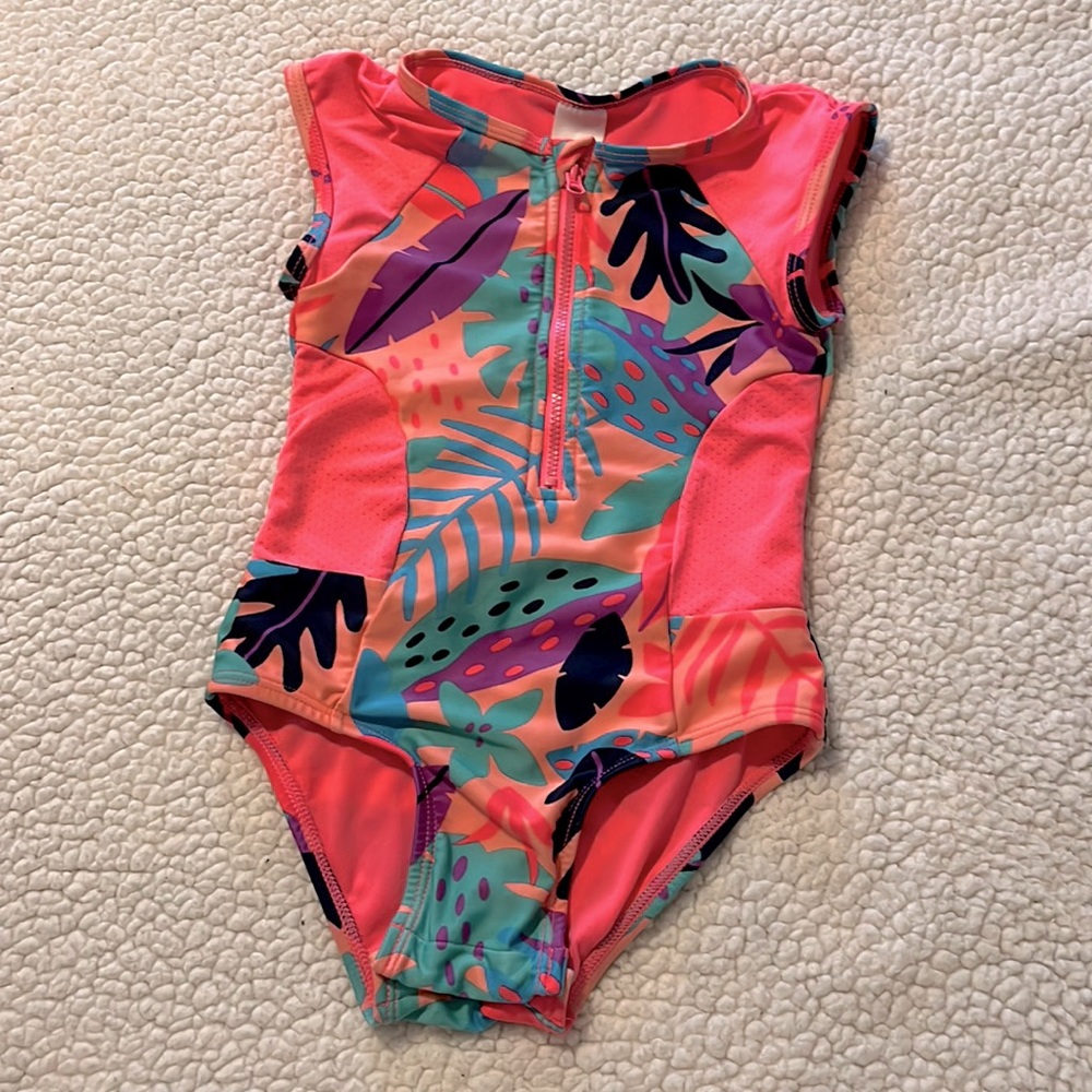 Cat & Jack swim suit with a snap bottom to make bathroom breaks easy.